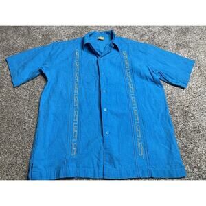 Somi Shirt Sz Large Embroidery Short Sleeve Blue Vintage 90s Grandpacore Men’s